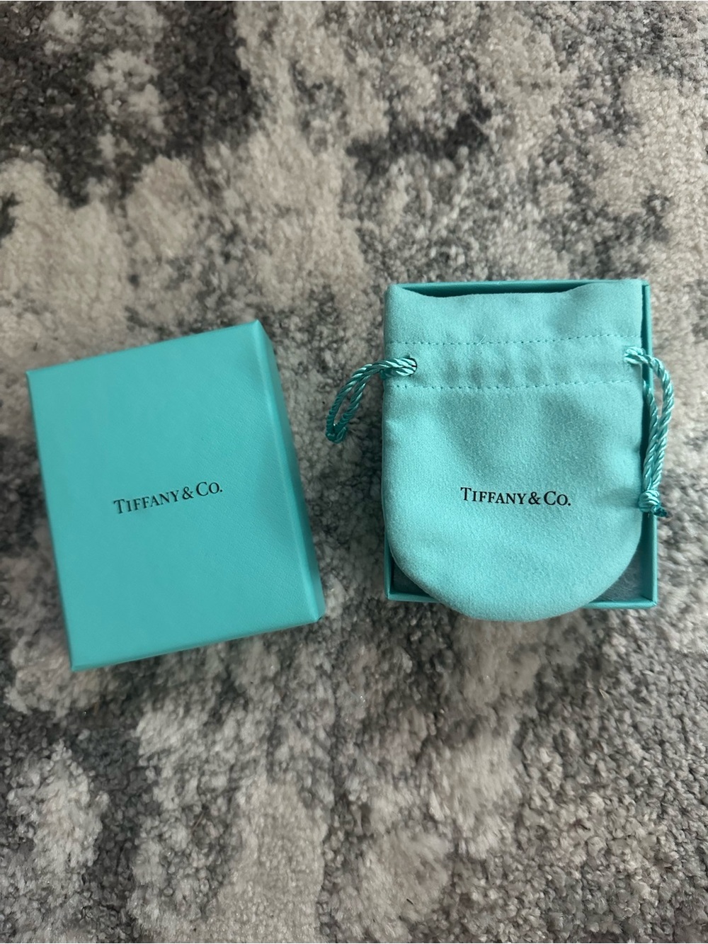 Tiffany & Co. Robin's Egg Blue Box and Drawstring Pouch